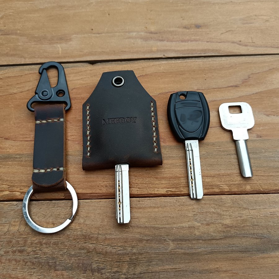 MEEBOY Leather Key Sleeve Key Ring Holder Vintage Cover Protective Key Case Covers Key protector handmade Keys Organizer product image (6)