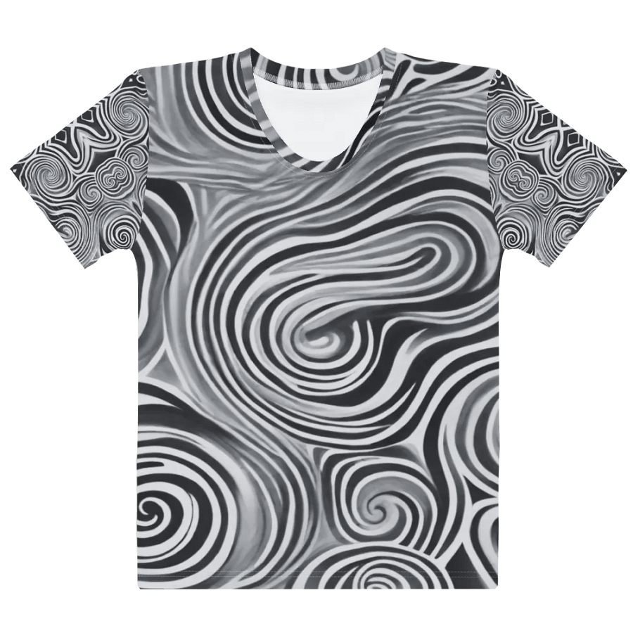 Funky Black and White Noir Tie-Dye Women's Crewneck T-shirt product image (9)