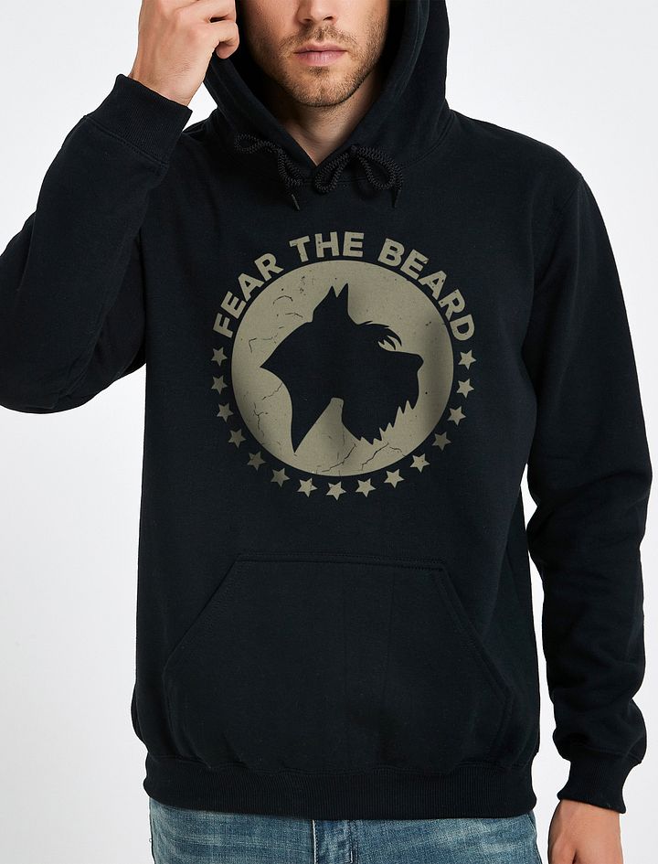 Fear the Beard (White) Hooded Sweatshirt | Retro-Style Hoodie for Schnauzer Dog Owners product image (1)