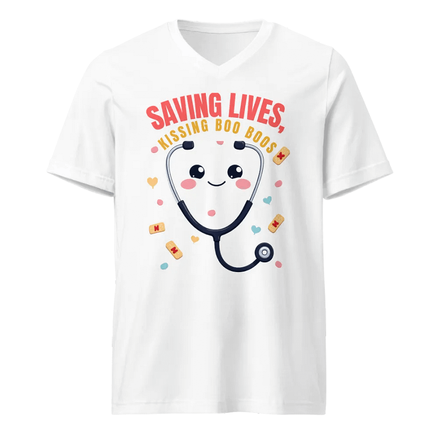 Smiling Stethoscope Saving Lives v-neck Tee product image (5)