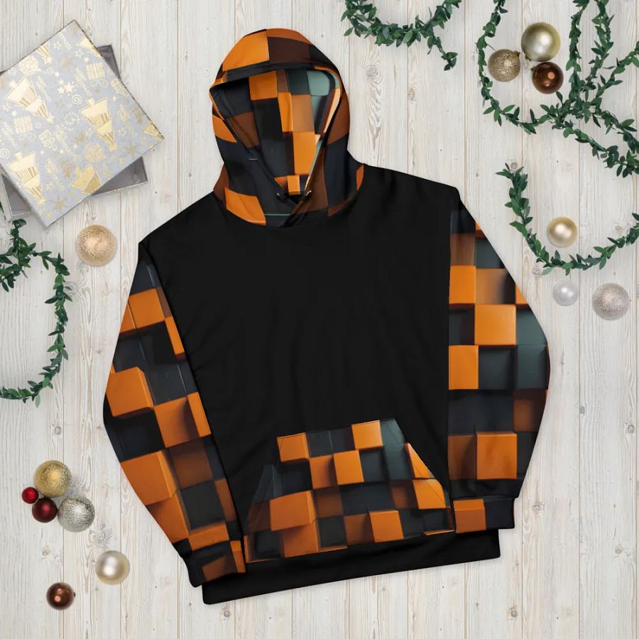 Black And Orange Squares Unisex Hoodie product image (10)