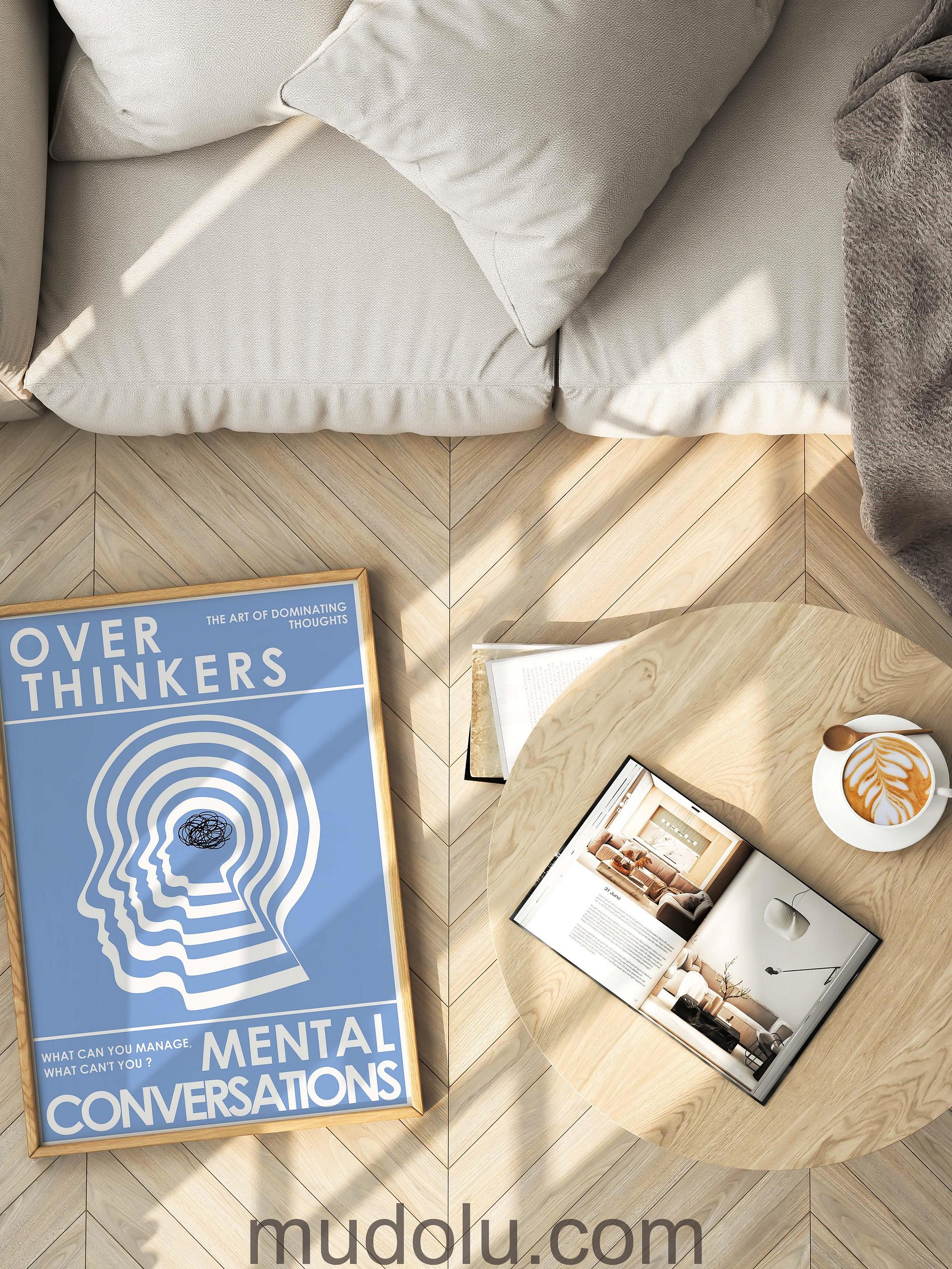 OverThinkers Wall art Poster White Blue product image (10)