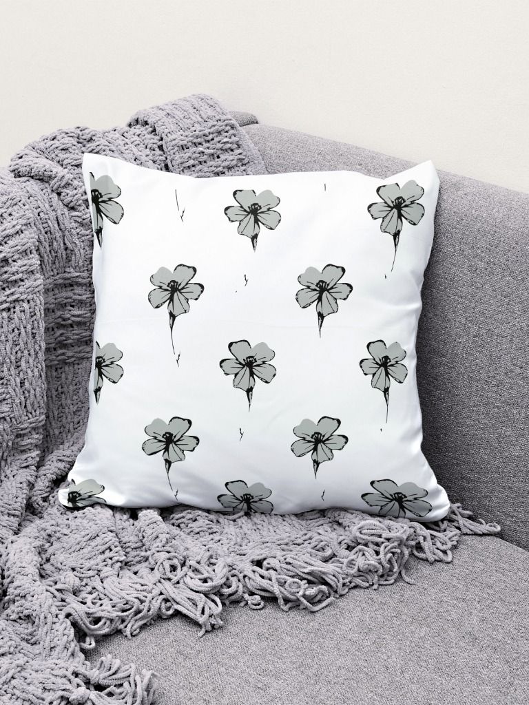 Monochrome Maze Floral Pillow product image (1)