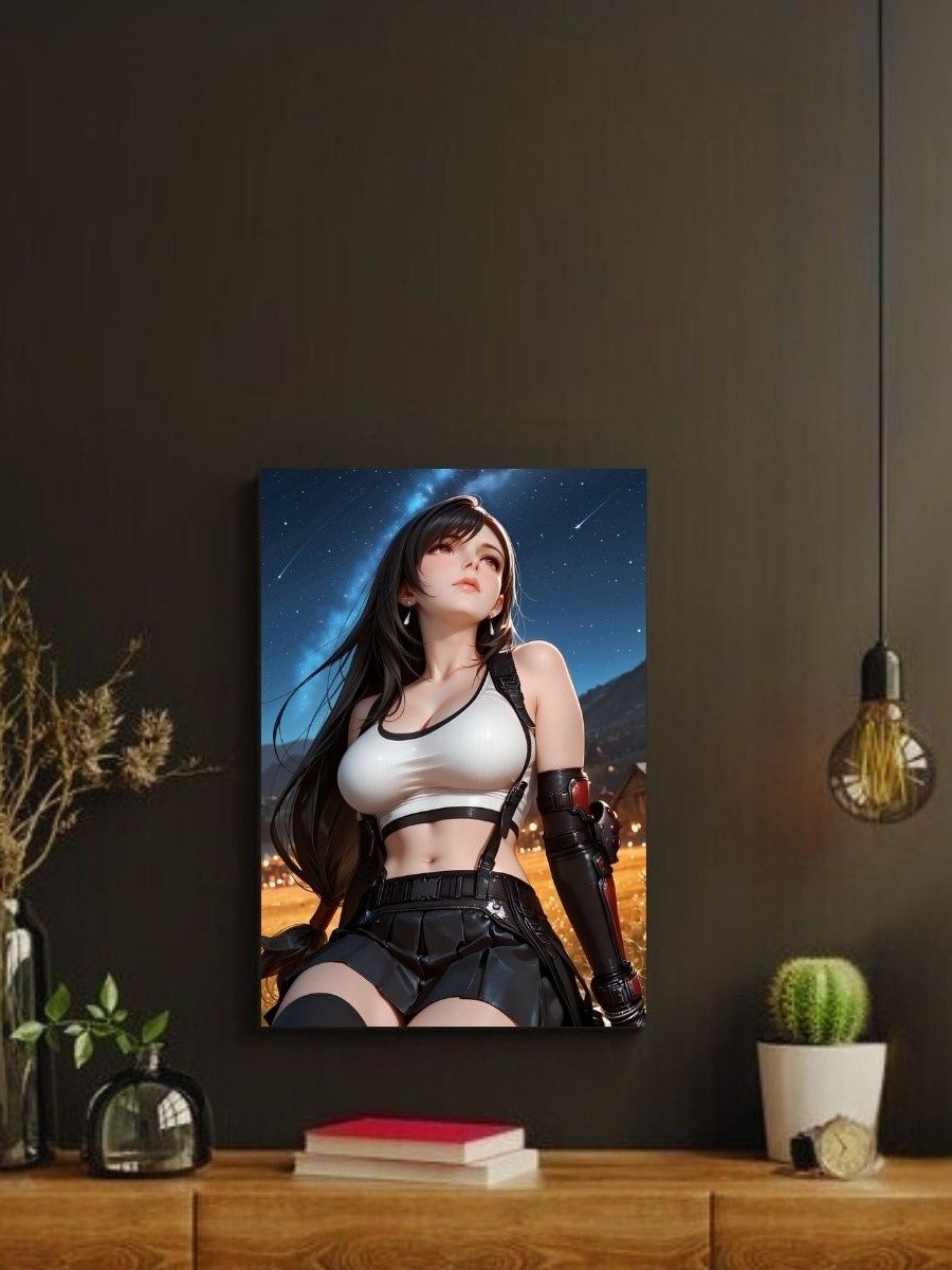 Final Fantasy VII Tifa Starry Night Crop Top – Glossy 8x10 Metal Print product image (2)