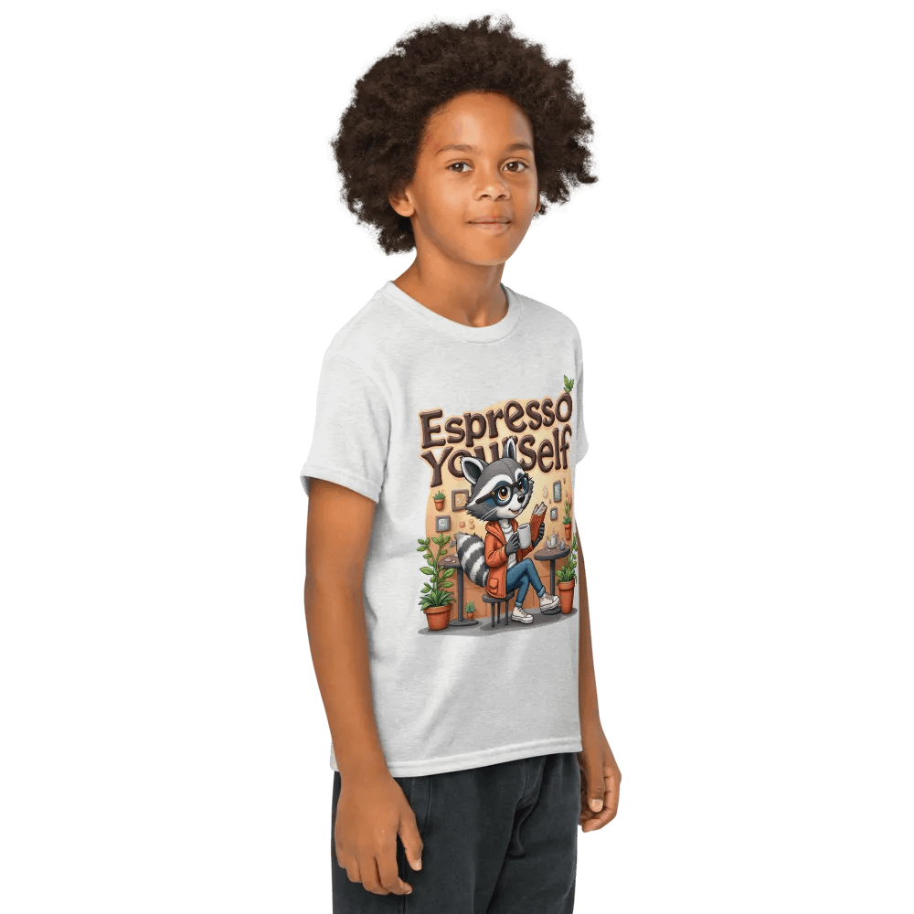 Espresso Yourself Raccoon Youth Sports Tee product image (69)