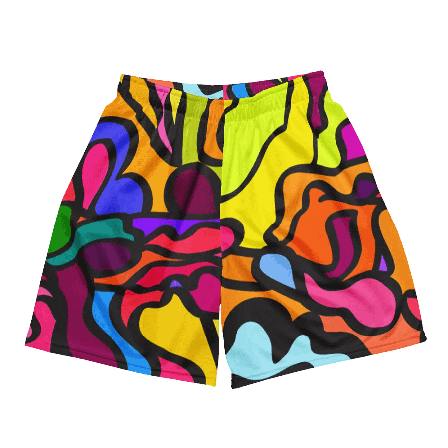 Vibrant Mesh Shorts: Abstract Harmony - Wave at Sunset product image (3)