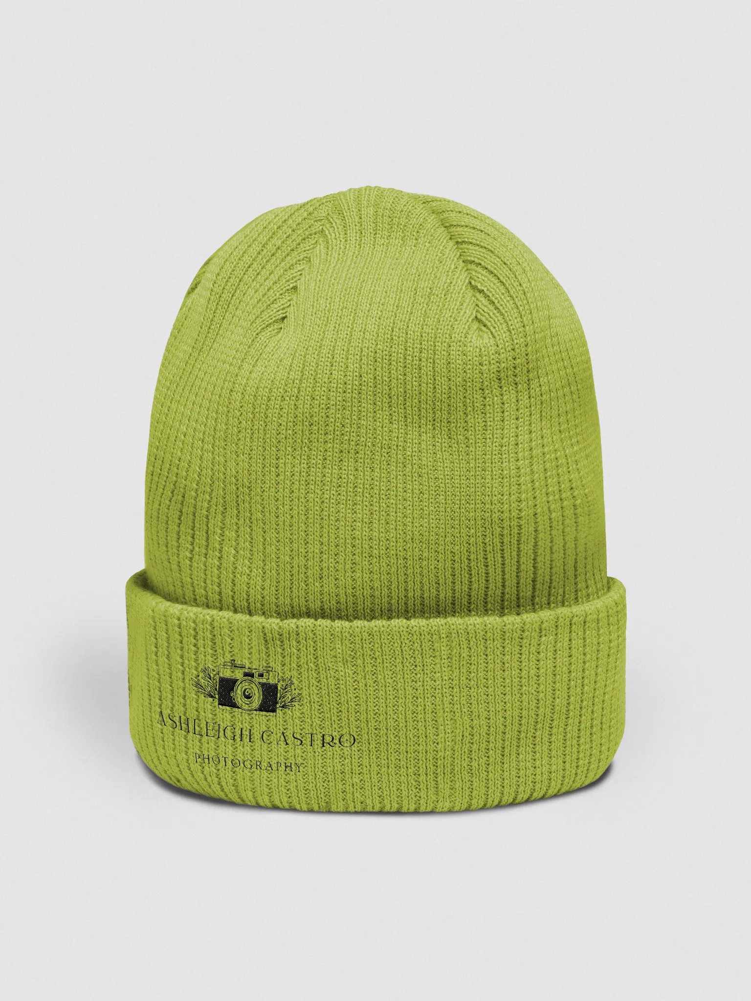 Botanical Camera Organic Ribbed Beanie (Black Embroidery) product image (8)