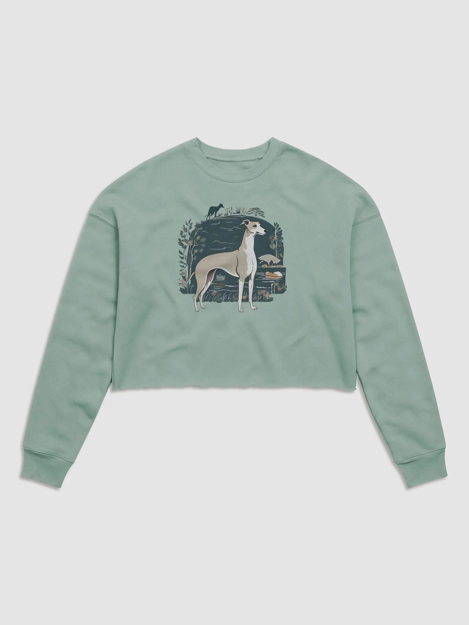Floral Greyhound Women's Fleece Crop Sweatshirt product image (3)