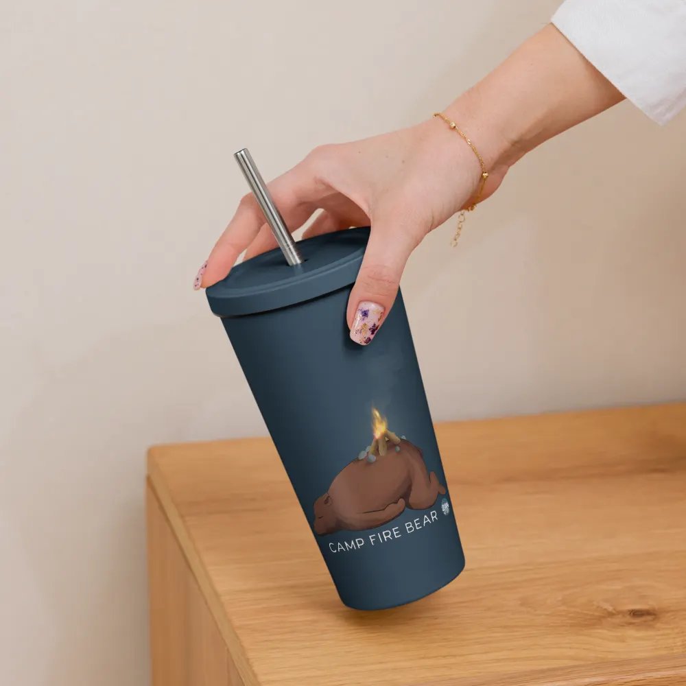 Camp Fire Bear Insulated Tumbler with a Straw product image (9)