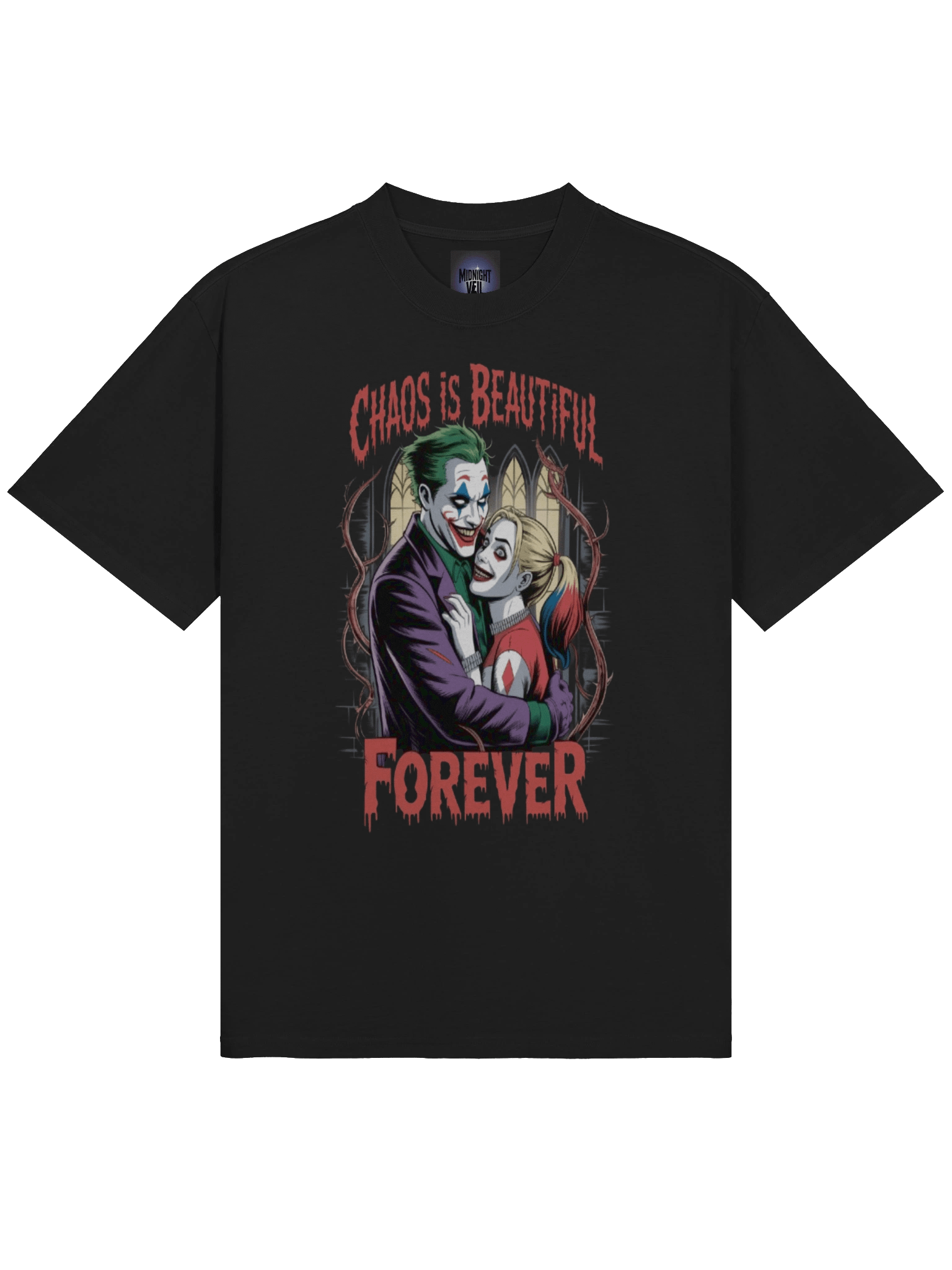 Joker & Harley Quinn 'Chaos is Beautiful Forever' Oversized Faded T-Shirt product image (5)