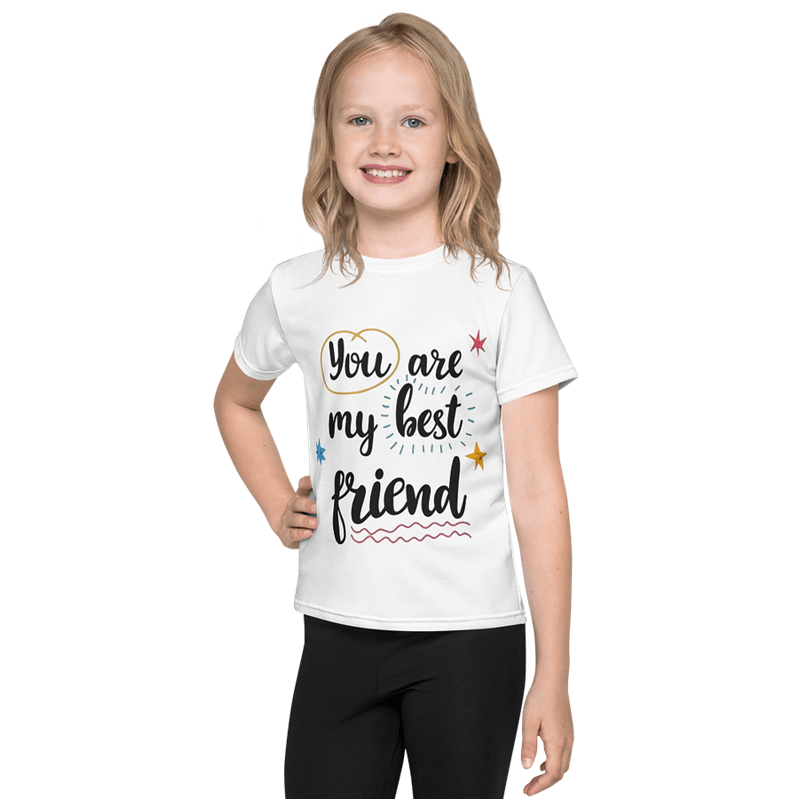 Kids Crew Neck T-Shirt Best Friend Slogan All Over Printed product image (1)
