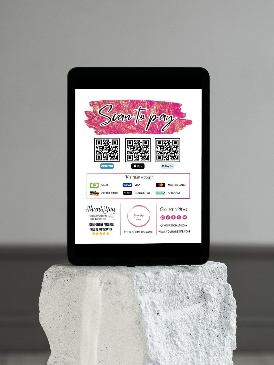 Pink Marigold - Scan To Pay QR Code Sign Template product image (2)