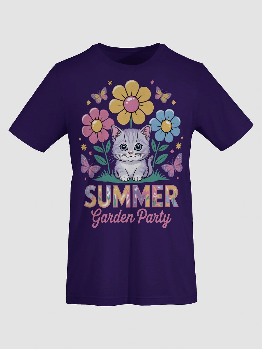 Whimsical Garden Party Cat T-Shirt product image (70)