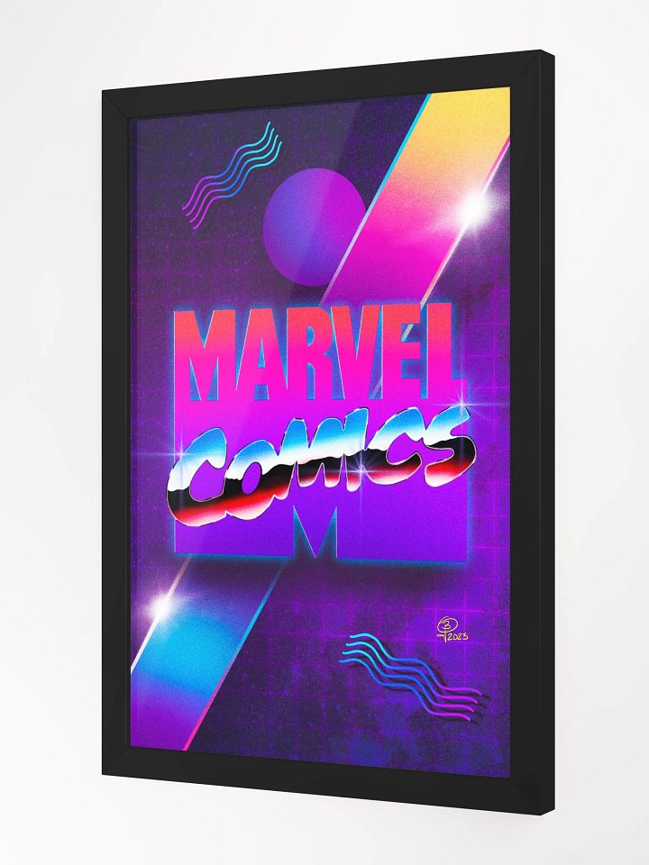 Vintage Marvel Vaporwave Logo Framed Art product image (1)