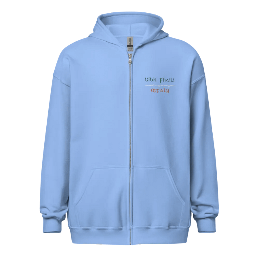 Offaly/Uíbh Fhailí Scholastic style Ogham embroidered Zip Hoodie product image (5)