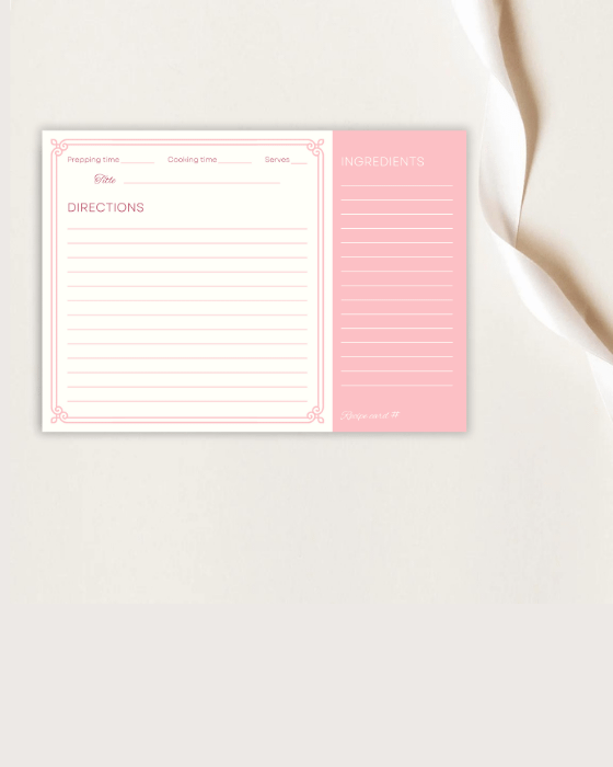 White Pink Vintage General Blank Recipe Card product image (3)