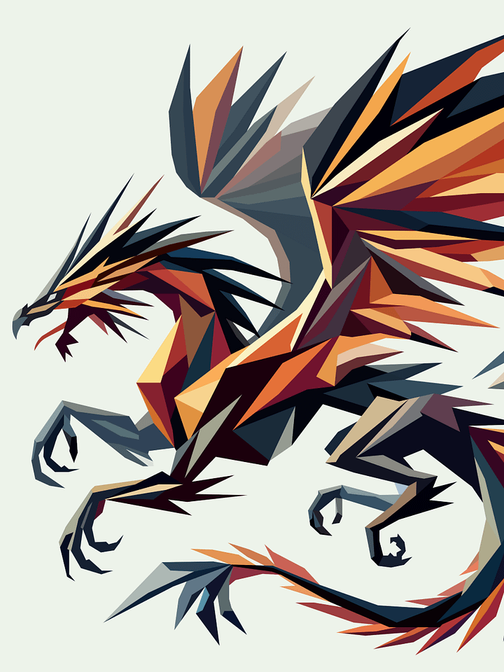 Free Geometric Dragon PNG Art - Transparent Background, Low Poly Mythical Creature Illustration product image (1)
