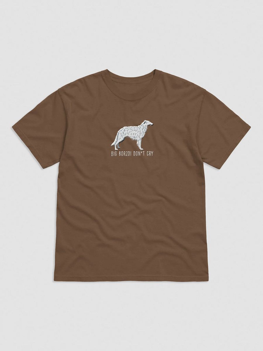 Big Borzoi Don't Cry T-Shirt(Embroidered) of a Borzoi(White) product image (17)