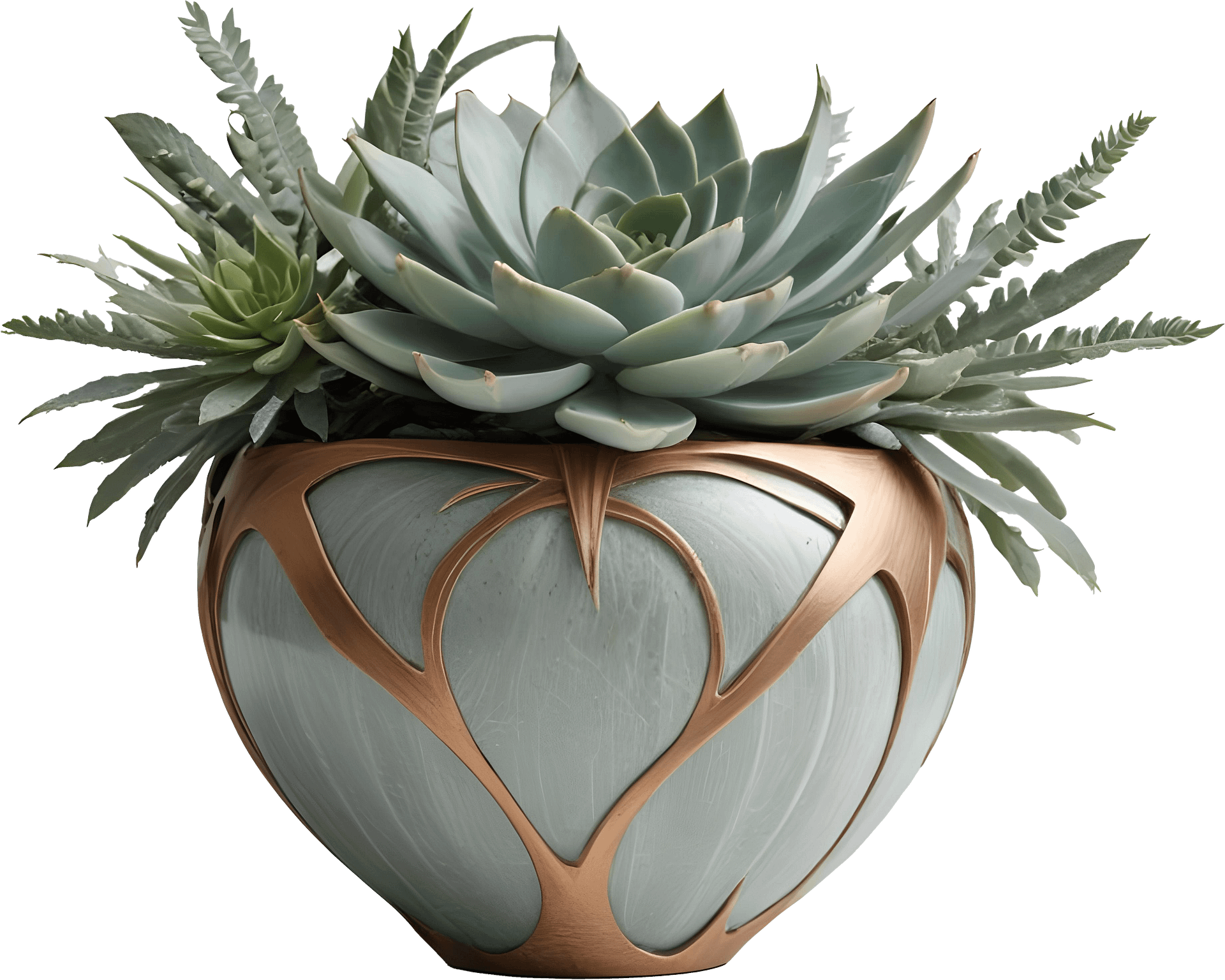 Gatsby Grace – Art Deco Pot with Succulent PNG product image (1)