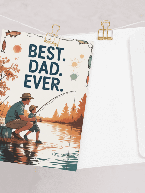Best Dad Ever Father's Day Greeting Card - Exclusive Fishing Design - Available in Multiple Sizes product image (5)