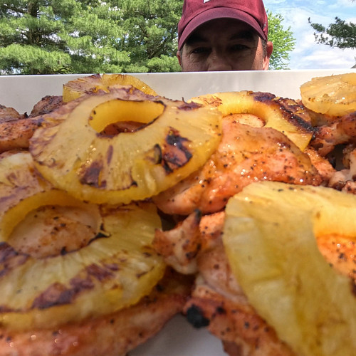 Boneless chicken thighs and pineapple - YUMMMM!! Trying out the @monumentgrills Mesa 325. New video is live! #chicken #grilli...