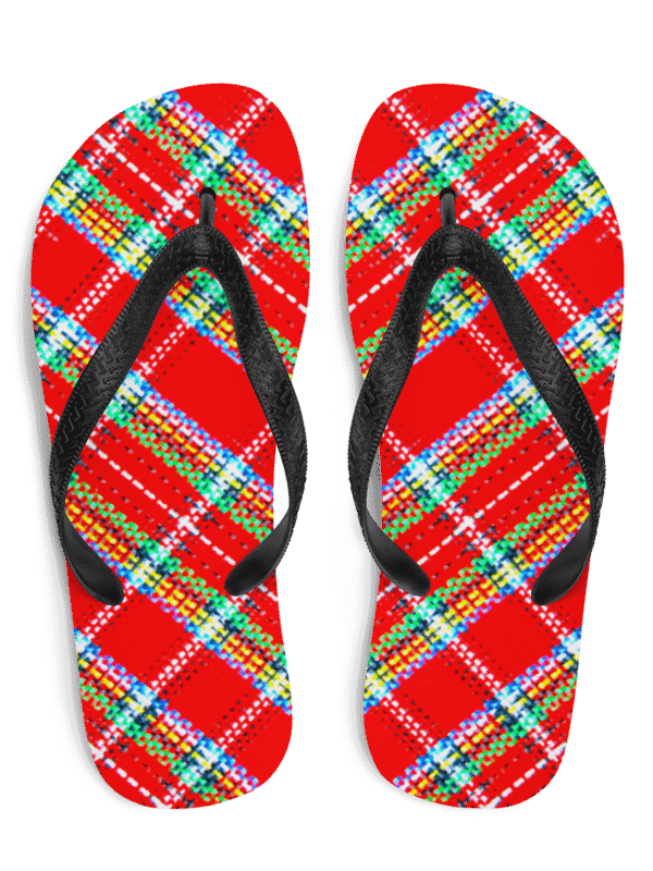 Plaid Pattern Flip Flops product image (1)