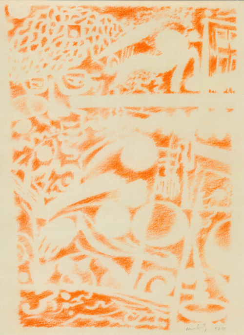 Woman Reading (orange) 11.8.90 Print product image (1)
