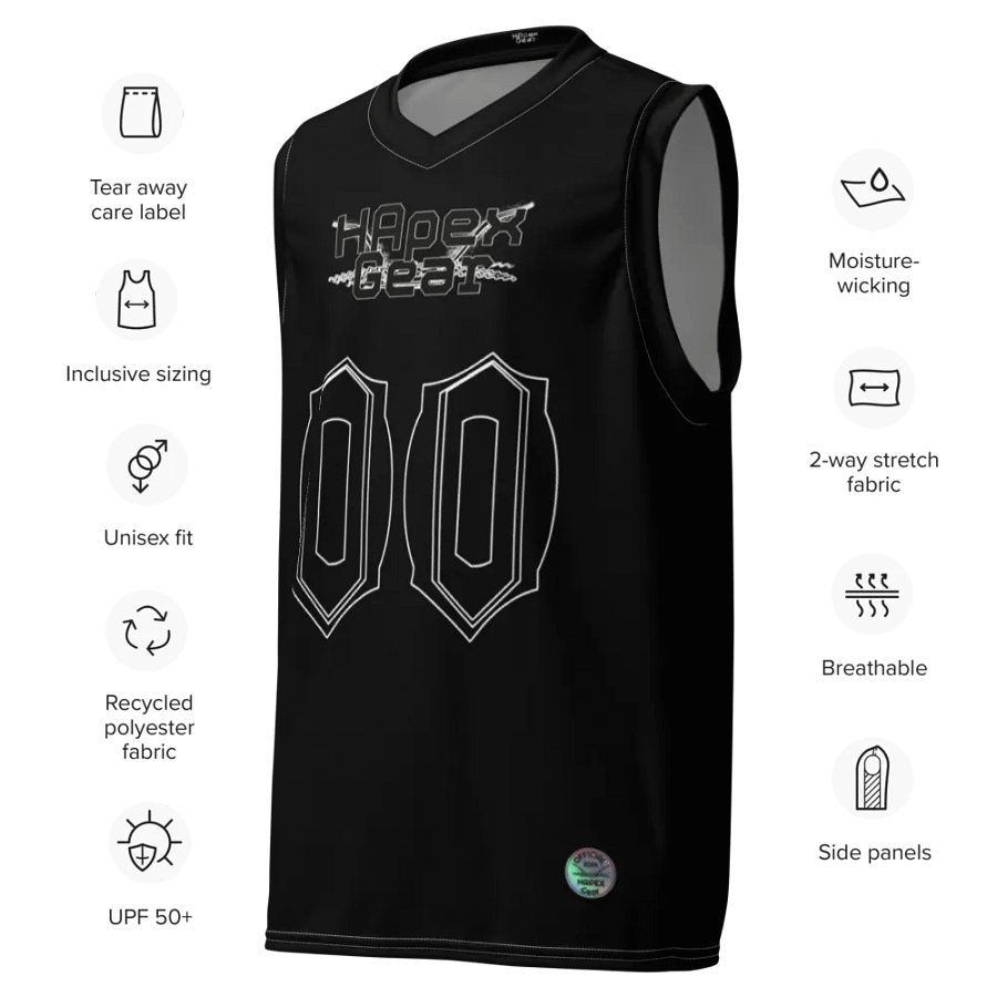 Toomey - Black - Recycled Unisex Basketball Jersey - Black HApex Gear Black Logo product image (7)