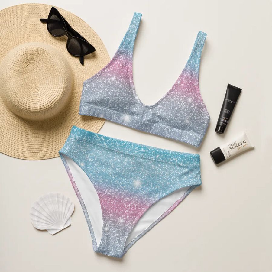 Glitter Unicorn Texture Design High Waisted Bikini (4) product image (11)