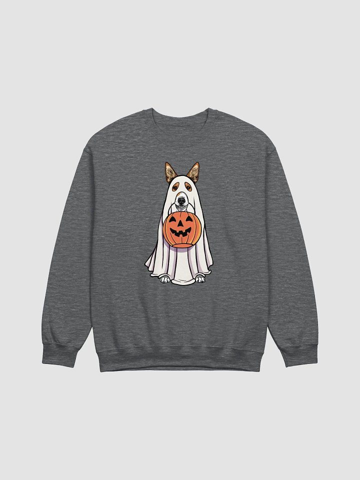 Funny Halloween Basenji(2) Sweatshirt | Funny Basenji Wearing a Ghost Costume and Holding a Pumpkin Basket product image (1)