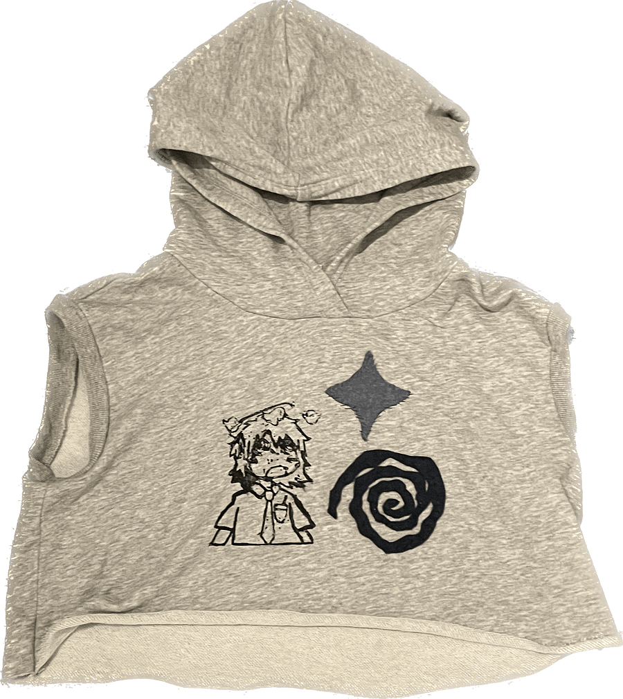 smidge print cropped vest hoodie product image (1)