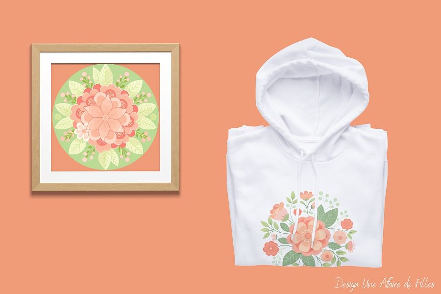 36 FLORAL PEACH FUZZ VECTORS CLIPART product image (3)