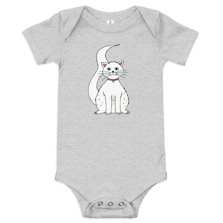 White Cat (art by Dina R.) akril painting picture - Baby Short Sleeve (Body) One Piece product image (1)