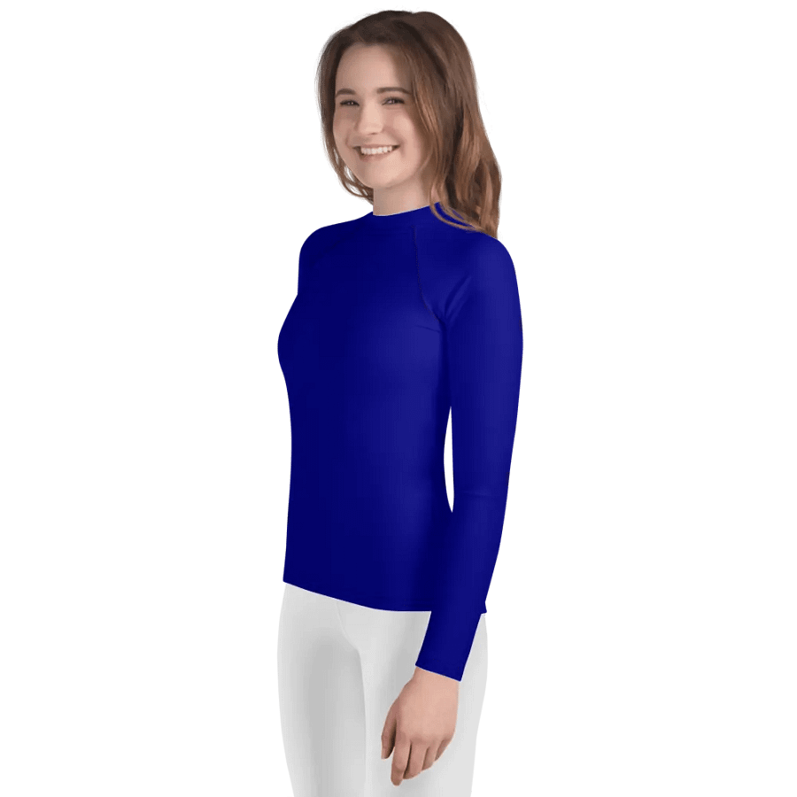 Youth Plain Color Navy Blue Rash Guard product image (3)