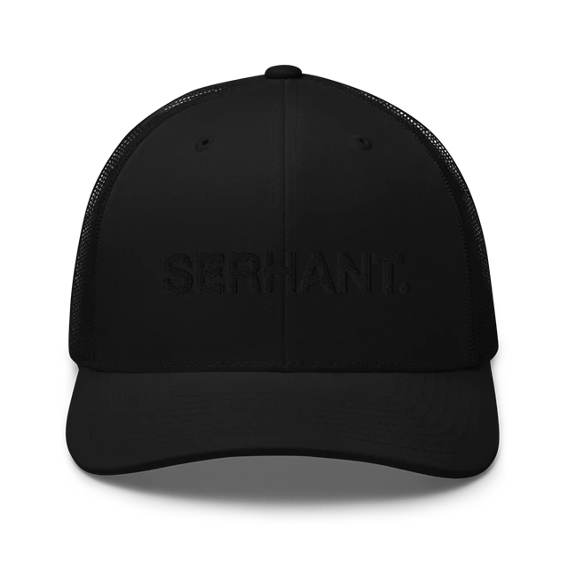 Serhant Trucker Hat - Black with Black Embroidery product image (1)