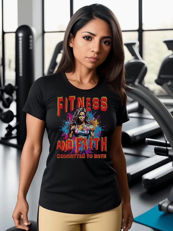 Fitness and Faith Committed To Both Christian Quote Workout Bodybuilding Motivational T-Shirt product image (1)
