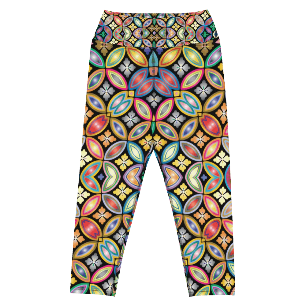 Batik Kawung Purple Yoga Capri Leggings product image (12)