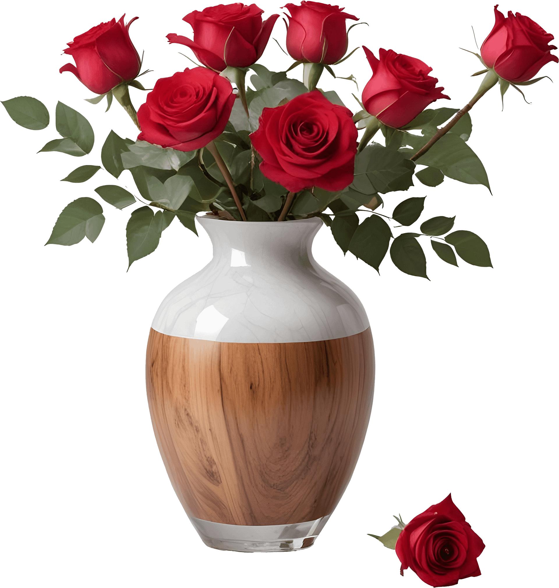 Romantic Elegance – Wooden and Marble Vase PNG product image (1)