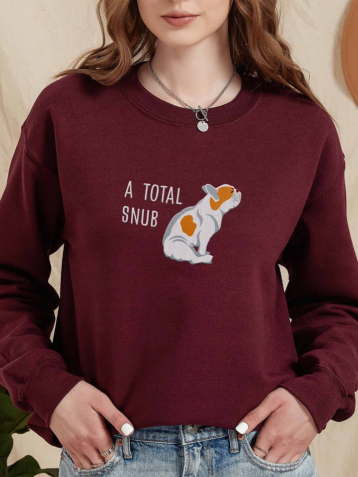 A Total Snub Sweatshirt (Embroidered) of a French Bulldog(Pied Brown) product image (2)