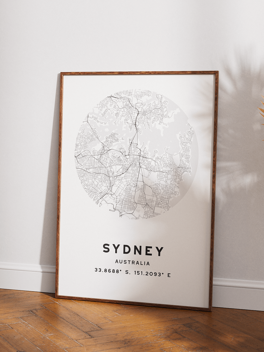 Sydney Street Map Poster – White Minimalist Circular City Art product image (3)