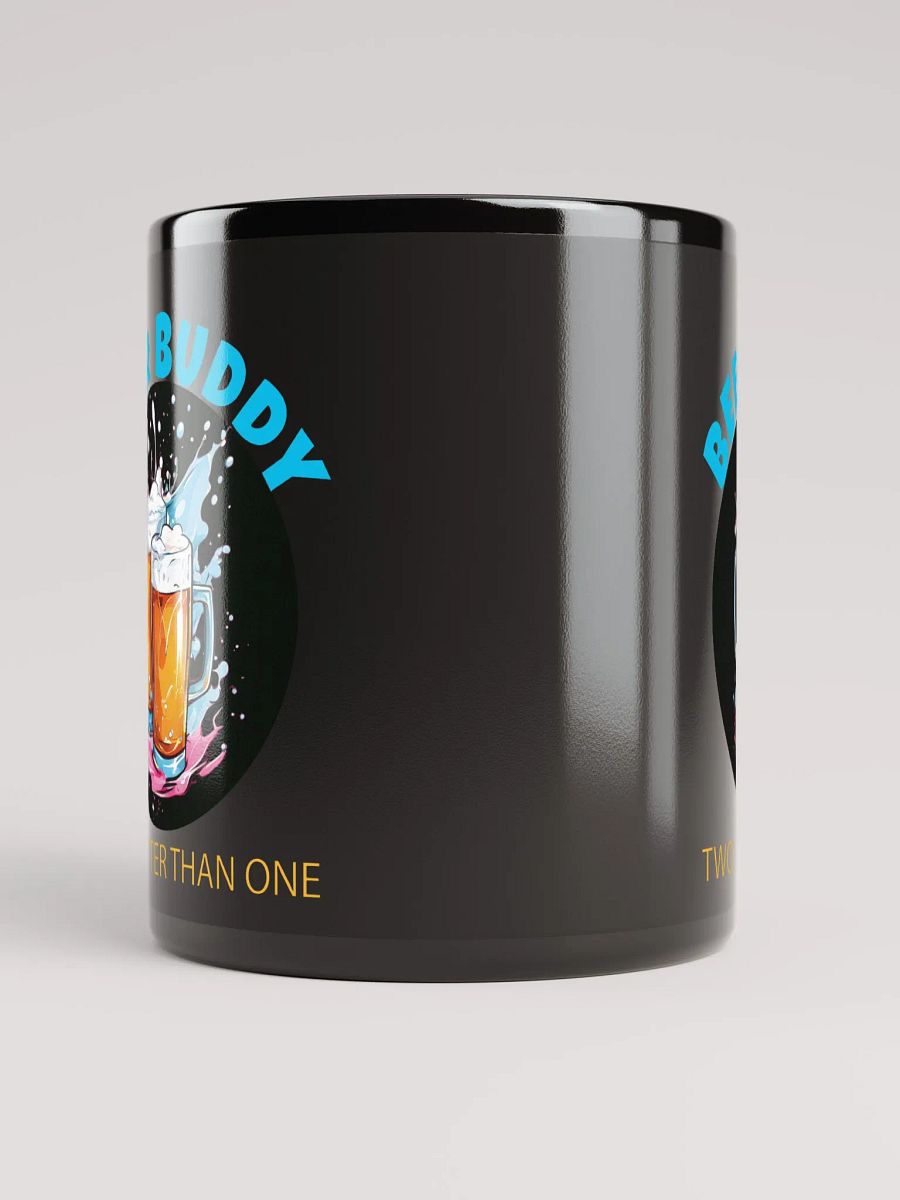 Beer Buddy Black Glossy Mug - Funny Beer Lover Coffee Cup with Clinking Mugs Design - Printed on Both Sides product image (5)