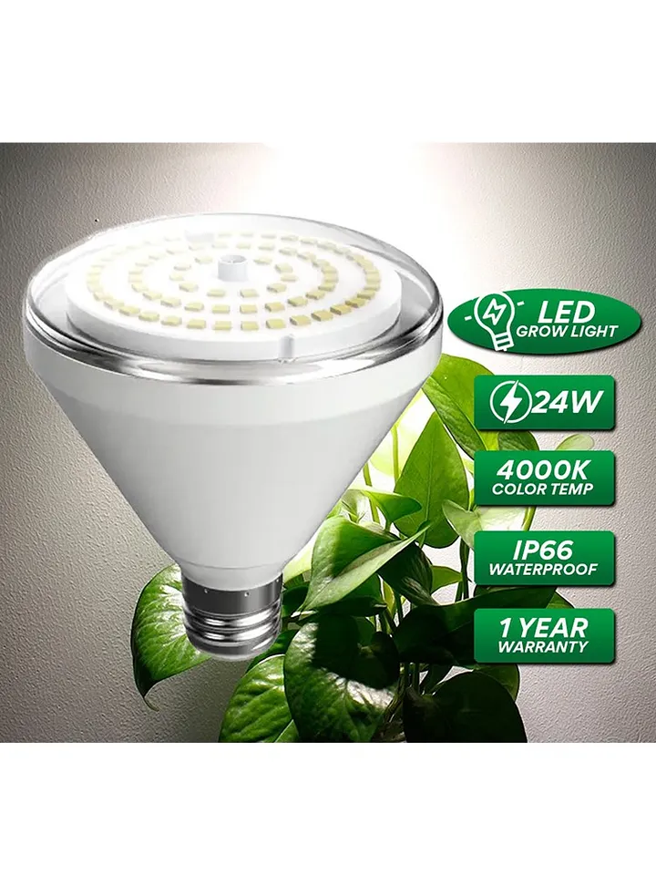 SANSI 24W LED Grow Light Bulb (4000K Daylight Full Spectrum, E27, IP66 Waterproof) product image (1)