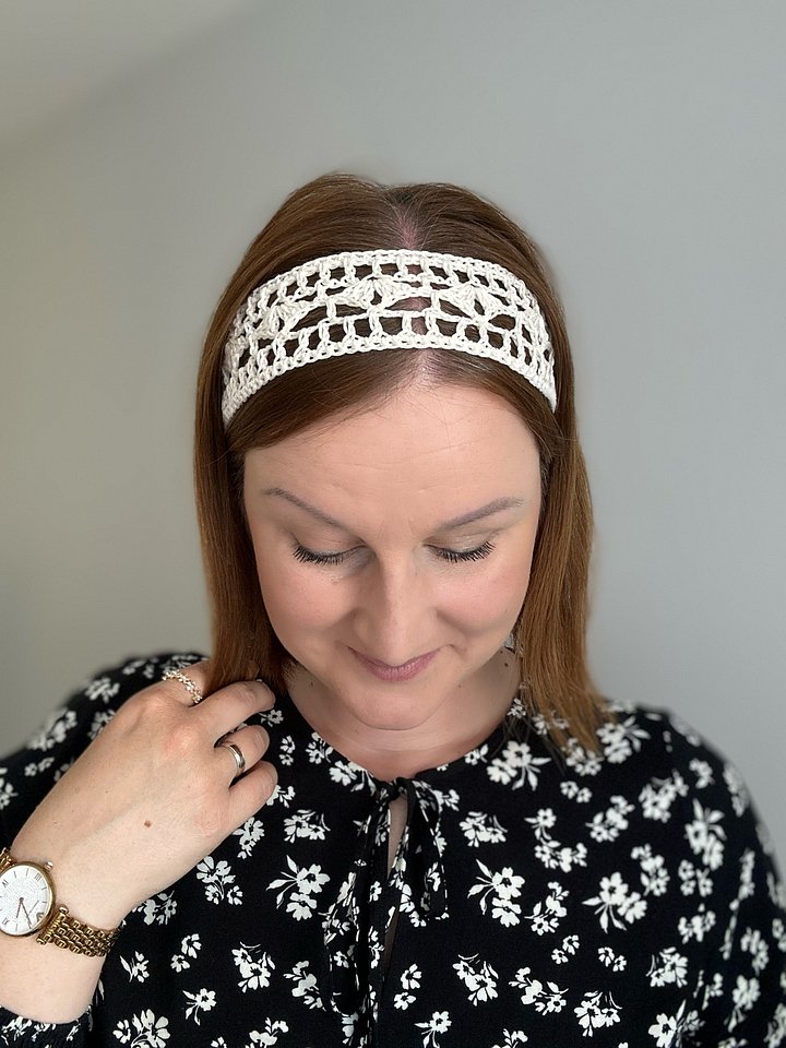 Lace Crochet Headband PDF Pattern eBook - Rose Headband/ Hairtie product image (2)