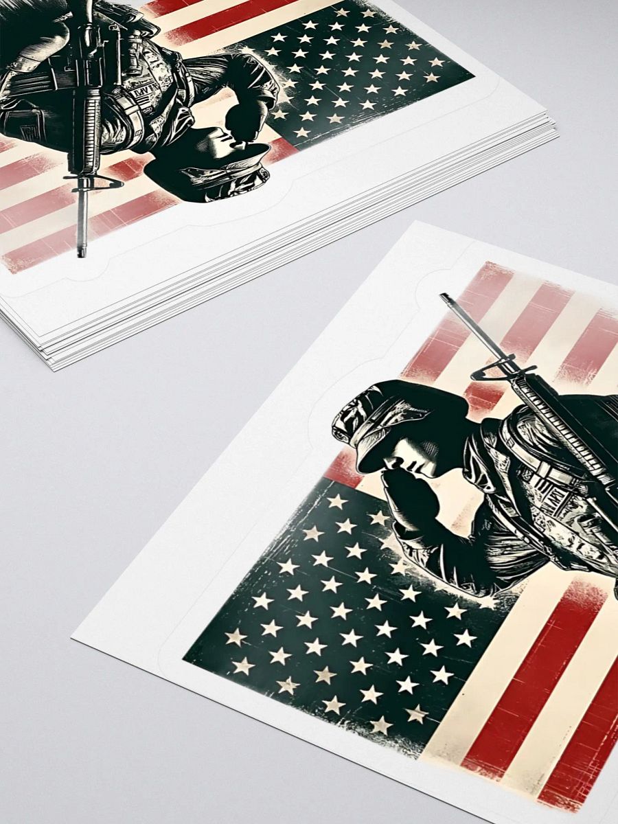 Saluting Soldier - Proud USA Patriotic Tribute Vintage Vinyl Stickers product image (13)