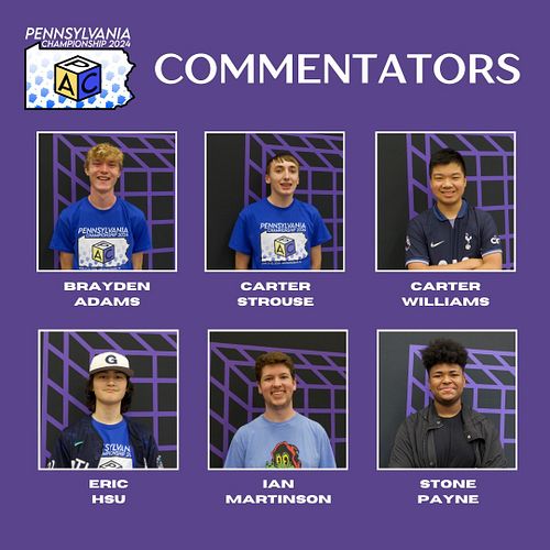 Here's your commentary team for PAC 2024! Stream starts TOMORROW at 12:15 PM ET! Be there! 

#cubing #speedcubing #pennsylvan...