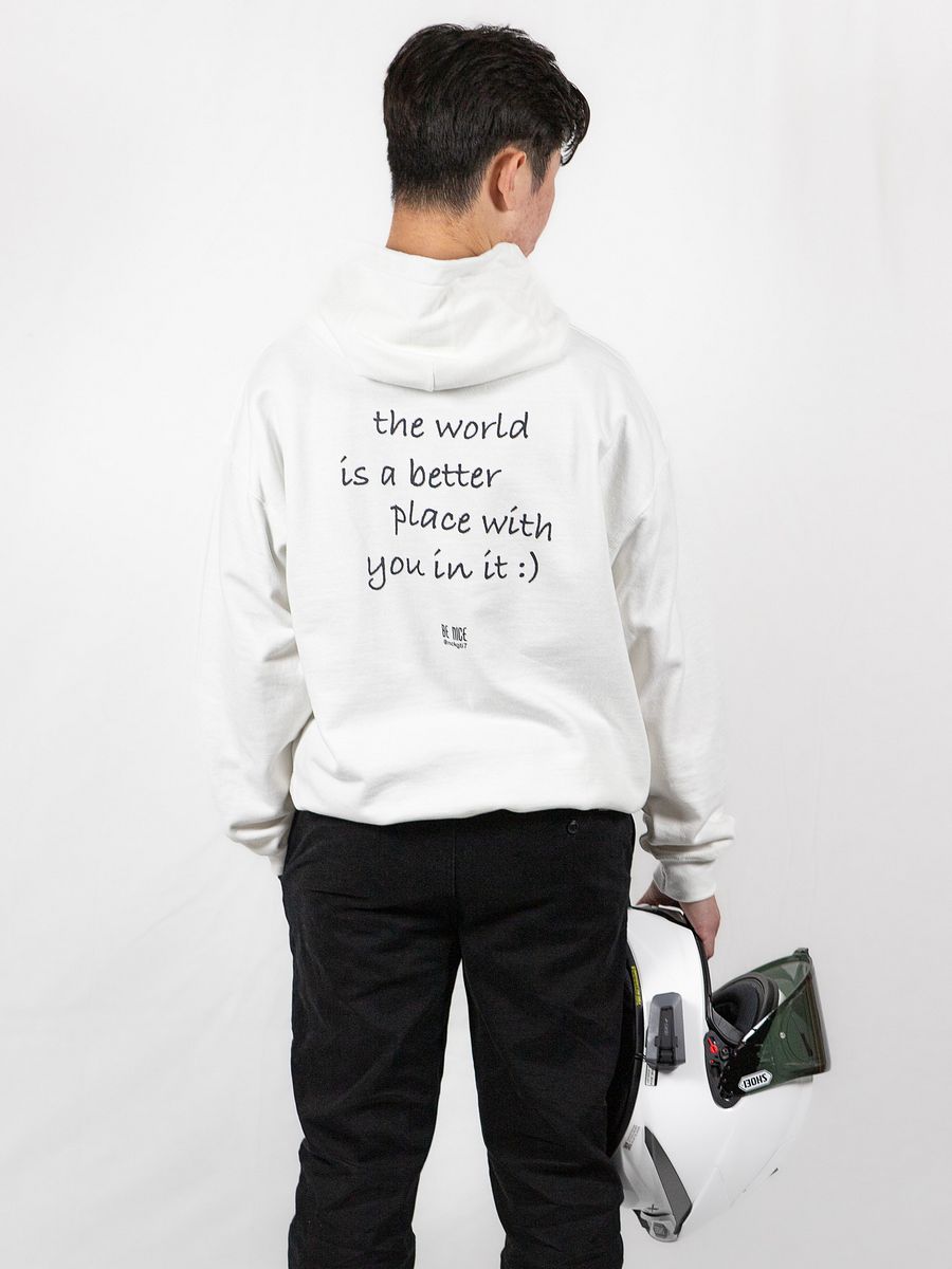 BE NICE Embroidered Message Hoodie (Black Text) product image (3)