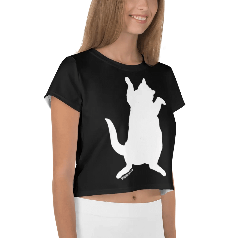 Dancing for Demeowcracy White Cat Silhouette Crop Tee product image (5)