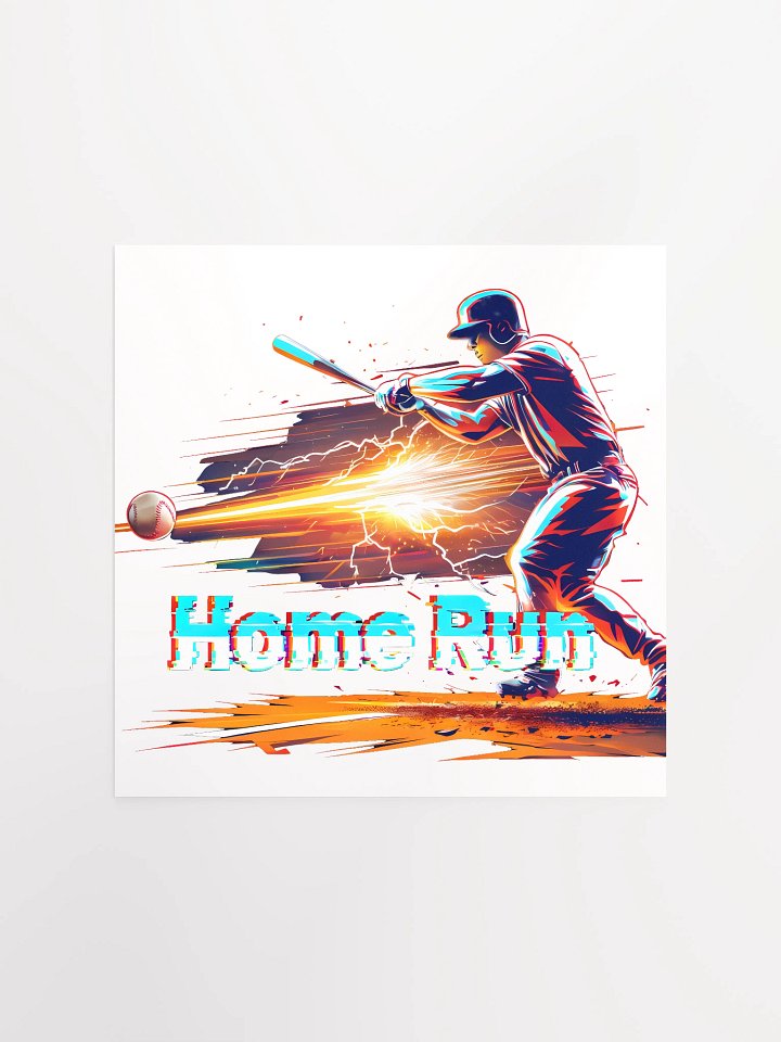 Dynamic Baseball Home Run Art: Glitch-Effect Power Swing Poster product image (1)