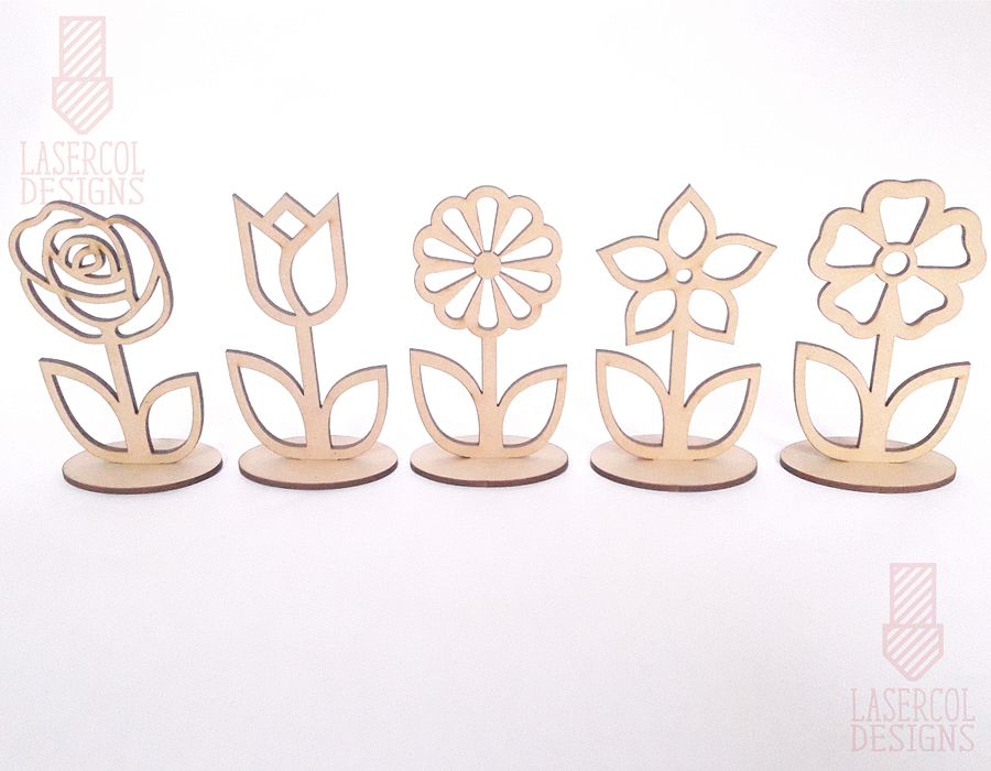 Flowers - Set 1 - (Two Sizes, Five Styles) - Laser Cut Files product image (3)