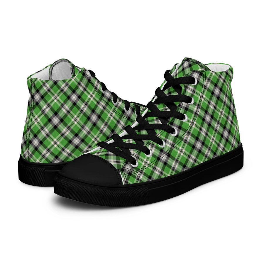 Bright Green Plaid Men's High Top Shoes product image (8)